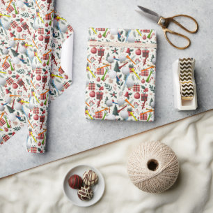 Golf Ball and tee Christmas Holiday theme Wrapping Paper