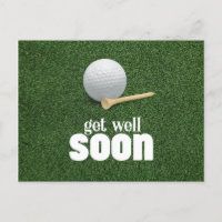 Golf ball and tee Get well soon on green grass