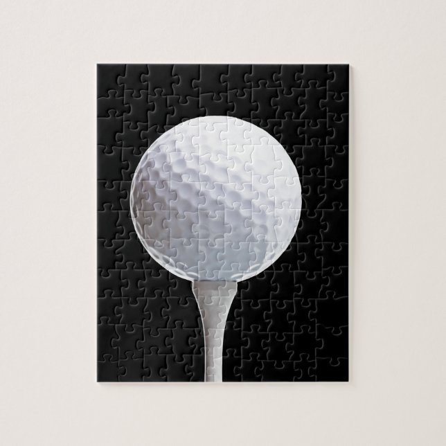 Golf Ball and Tee on Black- Customised Jigsaw Puzzle (Vertical)