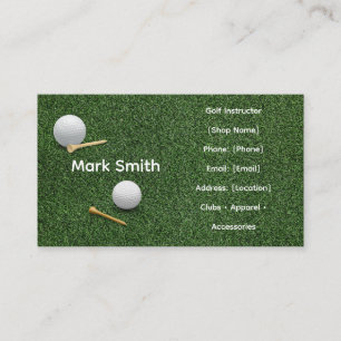 Golf Ball and Tee on Green Grass  Business Card