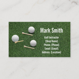 Golf Ball and Tee on Green Grass  Business Card