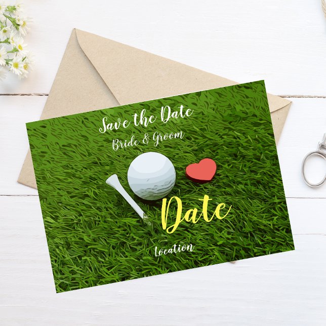 Golf ball and tee with love save the date invitation (Creator Uploaded)