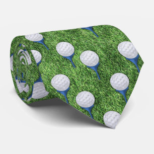 Golf Ball and Tees Pattern with Grass Tie