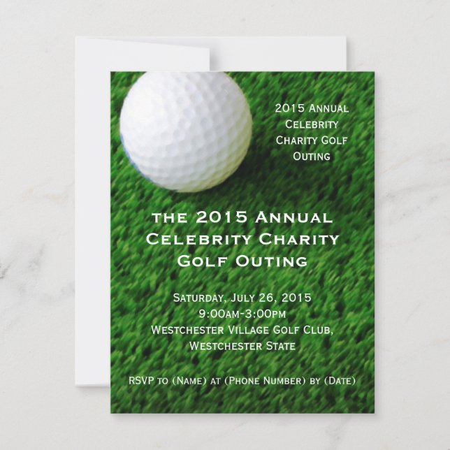 Golf Ball and Turf Custom Golf Outing Invitations (Front)