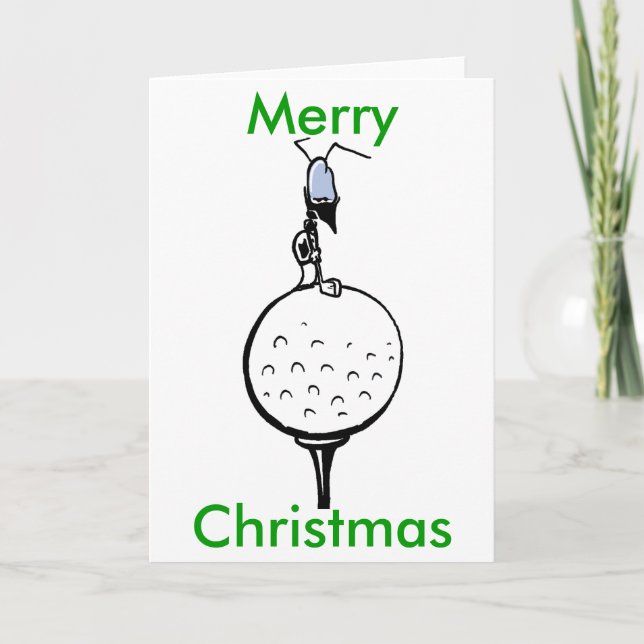 Golf Ball Ant Merry Christmas Card (Front)