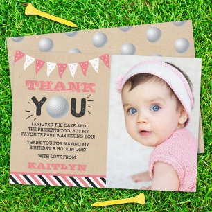 Golf Ball Any Age Birthday Photo Thank You Card
