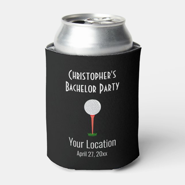 Golf Ball Bachelor Party Wedding Favour Can Cooler (Can Front)