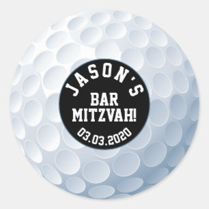 Golf Ball Bar Mitzvah Sticker Black White