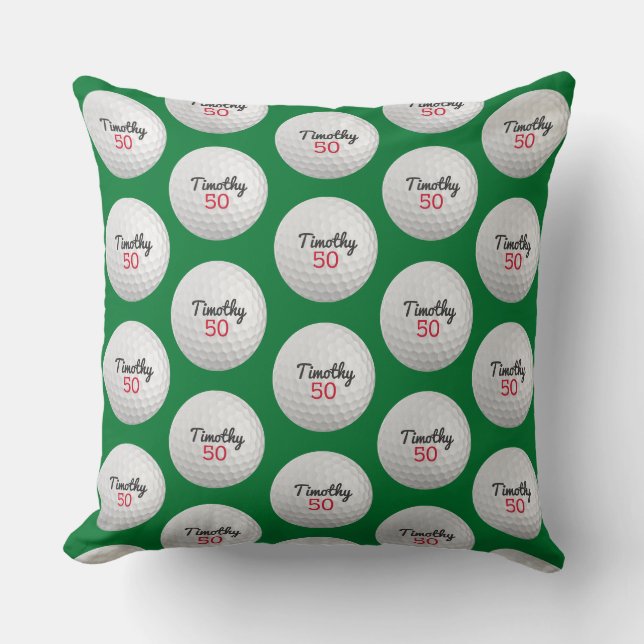 Golf Ball Birthday Party - 50th or Other Year Cushion (Front)