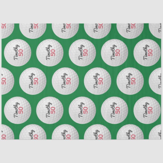 Golf Ball Birthday Party - 50th or Other Year Tissue Paper (Front)