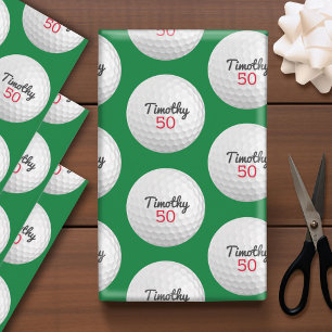 Golf Ball Birthday Party - 50th or Other Year Wrapping Paper Sheet