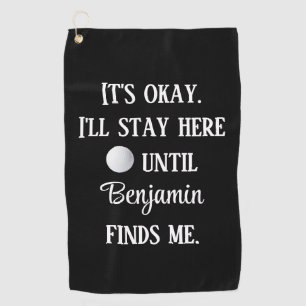 Golf Ball Black White Bold Typography Funny Humour Towel