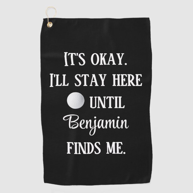 Golf Ball Black White Bold Typography Funny Humour Towel (Front)