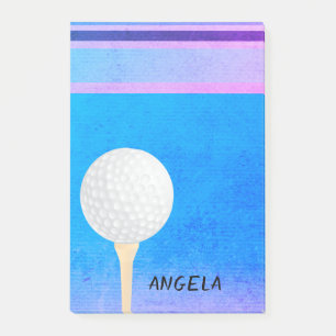 golf ball blue painted modern stripes for golfers post-it notes
