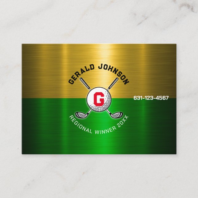 Golf Ball Centred Monogram Design Business Card (Front)