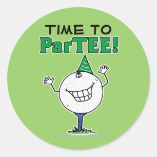 Golf Ball Character ParTEE! Classic Round Sticker