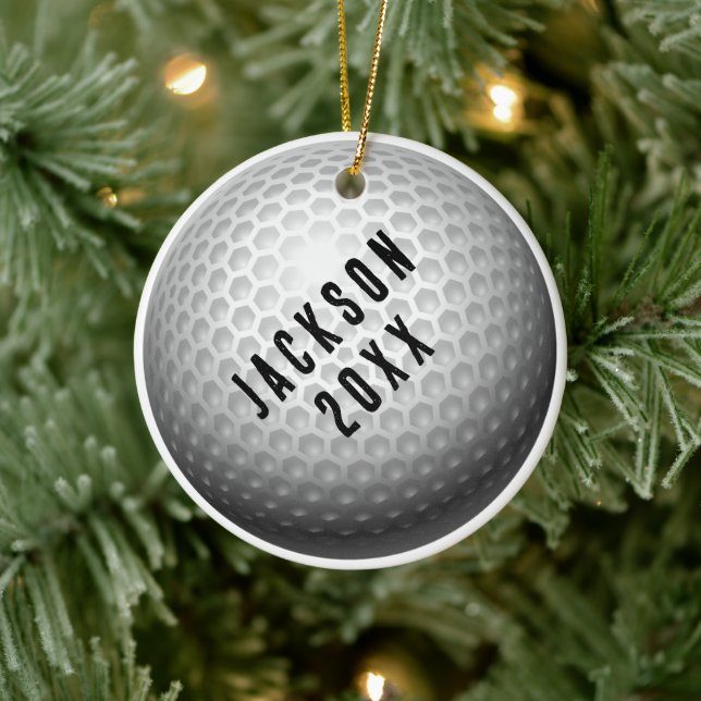 Golf Ball Christmas Ceramic Ornament (Tree)