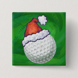 Golf Ball Christmas Hats 15 Cm Square Badge