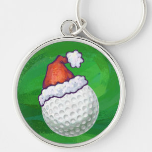 Golf Ball Christmas Hats Key Ring