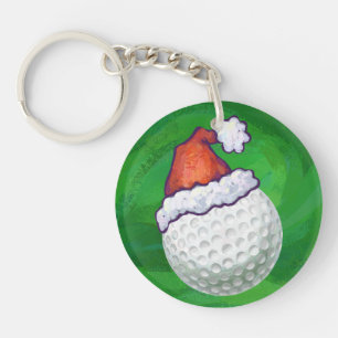 Golf Ball Christmas Hats Key Ring