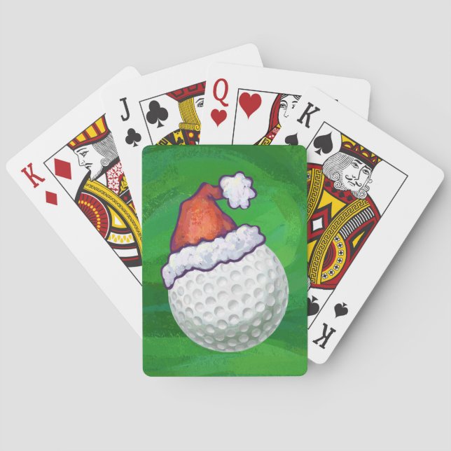 Golf Ball Christmas Hats Playing Cards (Back)