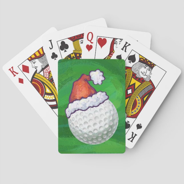 Golf Ball Christmas Hats Playing Cards (Back)