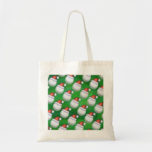Golf Ball Christmas Hats Tote Bag (Front)