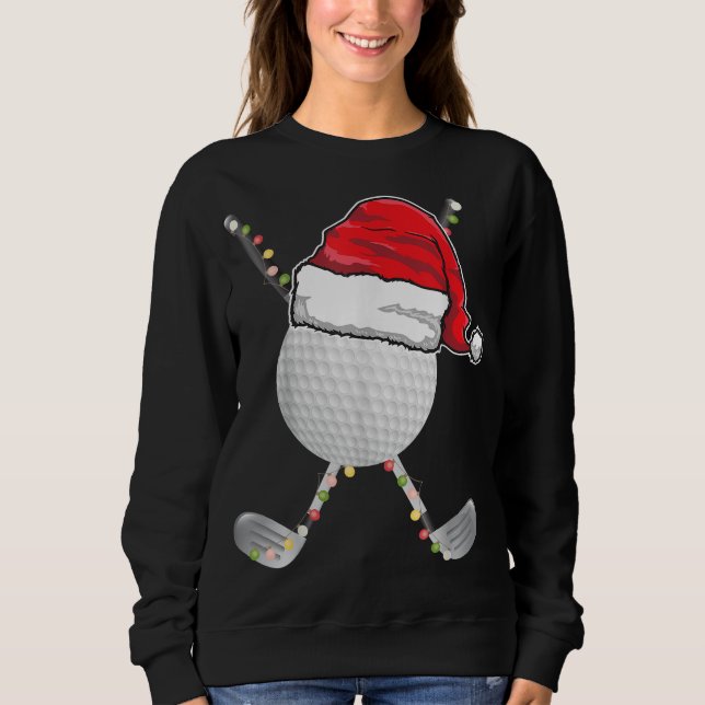 Golf Ball Christmas Santa Hat Funny Xmas Golfer Pa Sweatshirt (Front)