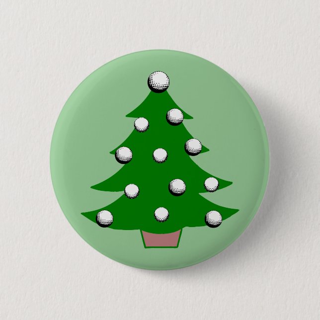 Golf Ball Christmas Tree 6 Cm Round Badge (Front)