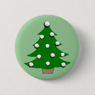 Golf Ball Christmas Tree 6 Cm Round Badge