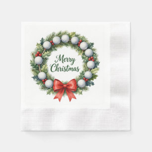 Golf ball Christmas Wreath Merry Christmas Napkin