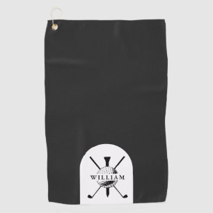 Golf Ball Club Personalised Monogram Name Black Towel