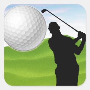 Golf Ball Coming at You Square Sticker