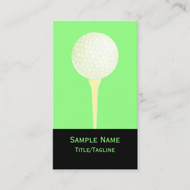 golf ball  custom double sided green and black business card (Front)