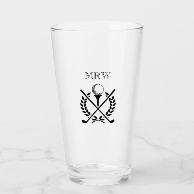 Golf Ball Custom Monogram Generic Crest Clubs Glass (Front)