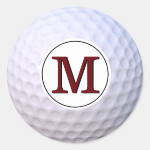 Golf Ball Customisable Monogram Classic Round Sticker