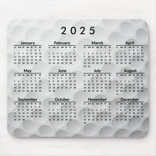 Golf Ball Design 2025 Calendar Mousepad (Front)