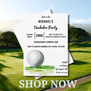 Golf Ball Design Golf Bachelor Party Invitation
