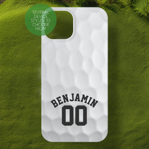 Golf Ball Dimples and Custom Name Number iPhone 16 Case