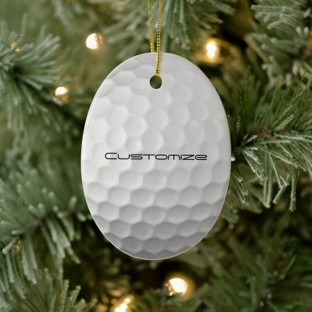 Golf Ball Dimples pattern with Personalised Text Ceramic Ornament (Tree)