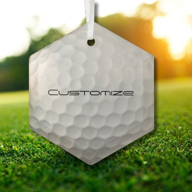 Golf Ball Dimples pattern with Personalised Text Glass Tree Decoration (Creator Uploaded)