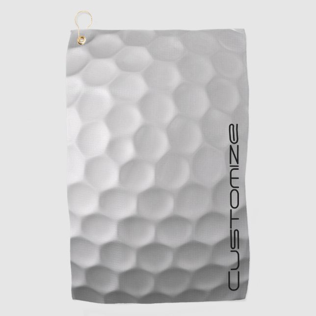 Golf Ball Dimples pattern with Personalised Text Golf Towel (Front)