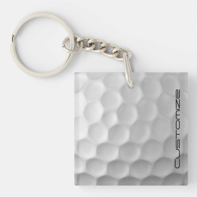 Golf Ball Dimples pattern with Personalised Text Key Ring (Front)