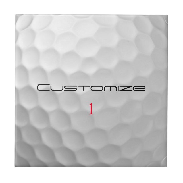 Golf Ball Dimples Personalised Text and Number Ceramic Tile (Front)