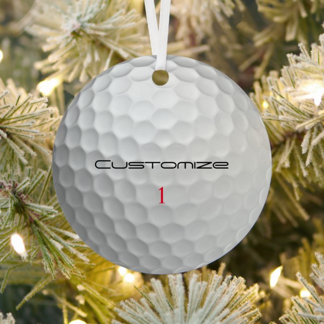 Golf Ball Dimples Personalised Text and Number Metal Tree Decoration (Insitu)