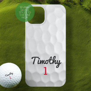 Golf Ball Dimples with Black Name Red Number iPhone 16 Pro Case