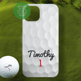 Golf Ball Dimples with Black Name Red Number iPhone 16 Pro Case