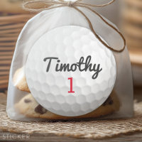 Golf Ball Dimples with Black Name Red Number