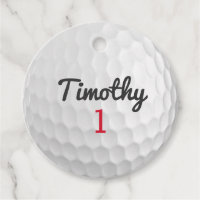 Golf Ball Dimples with Black Name Red Number