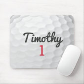 Golf Ball Dimples with Black Name Red Number Mouse Pad (With Mouse)